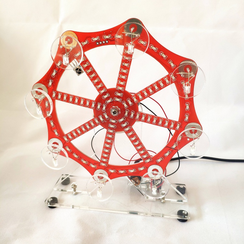摩天轮模型电子diy套件散件手工制作51单片机电路创意多彩led灯 蓝色