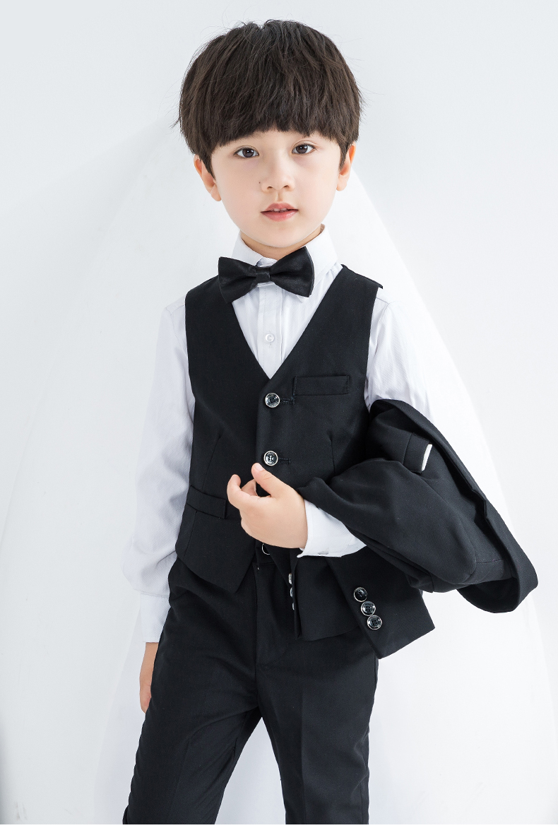 罗蒙儿童礼服马甲套装主持人演出服儿童钢琴表演服装英伦西装夏秋 男