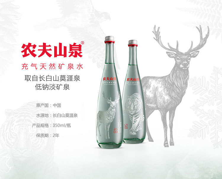 京优选天然玻璃瓶品质水多种图案可选长白山莫涯泉低