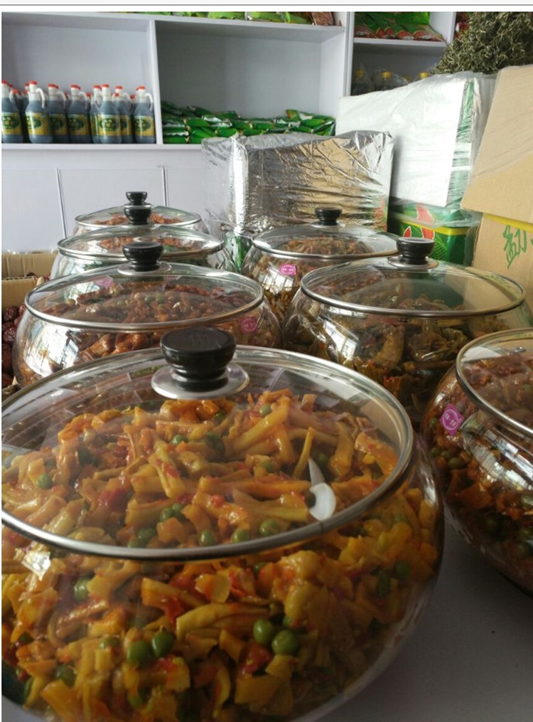 无铅加厚玻璃酱菜坛子咸菜缸酱菜盆榨菜缸泡菜坛子超市专用 20cm【约3