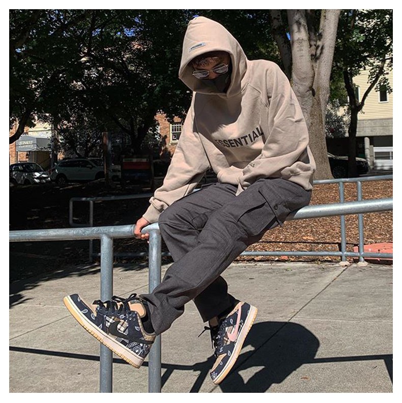 tx fog潮牌复线essential高街字母男女3m反光卫衣连帽衫外套 木炭色