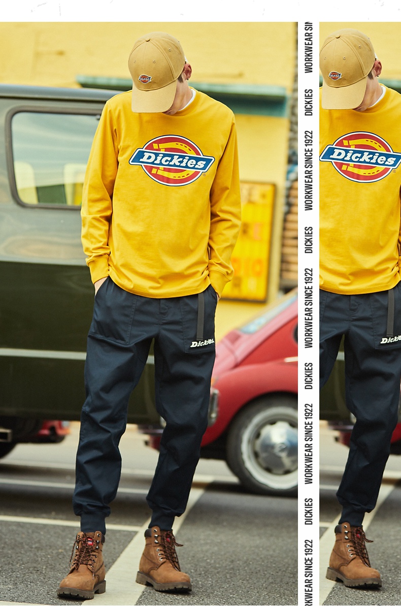 dickies长袖t恤男迪凯斯官方21秋logo印花长袖t恤男休闲圆领卫衣dk