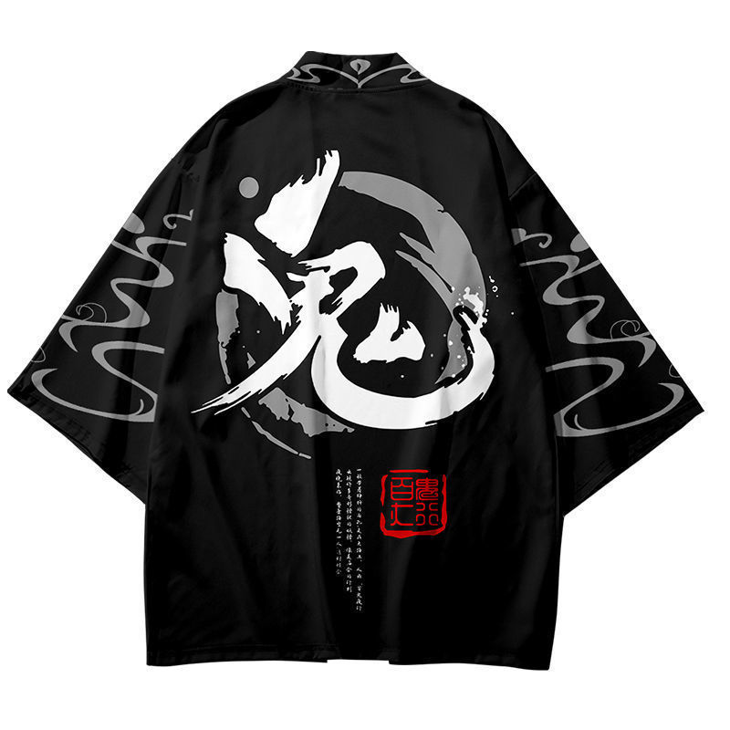 帝伯鲨百鬼夜行印象般若短袖五分袖羽织开衫外套和服男女动漫周边衣服