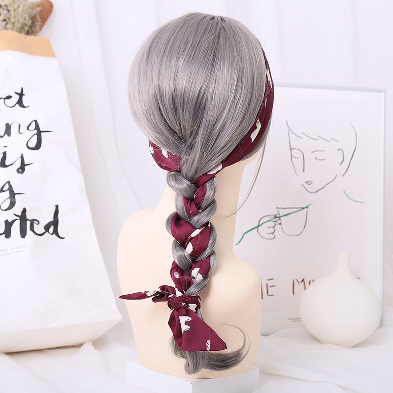扎头发丝巾港风ins网红头绳麻花辫编发复古发带飘带头饰丝巾扎发绳
