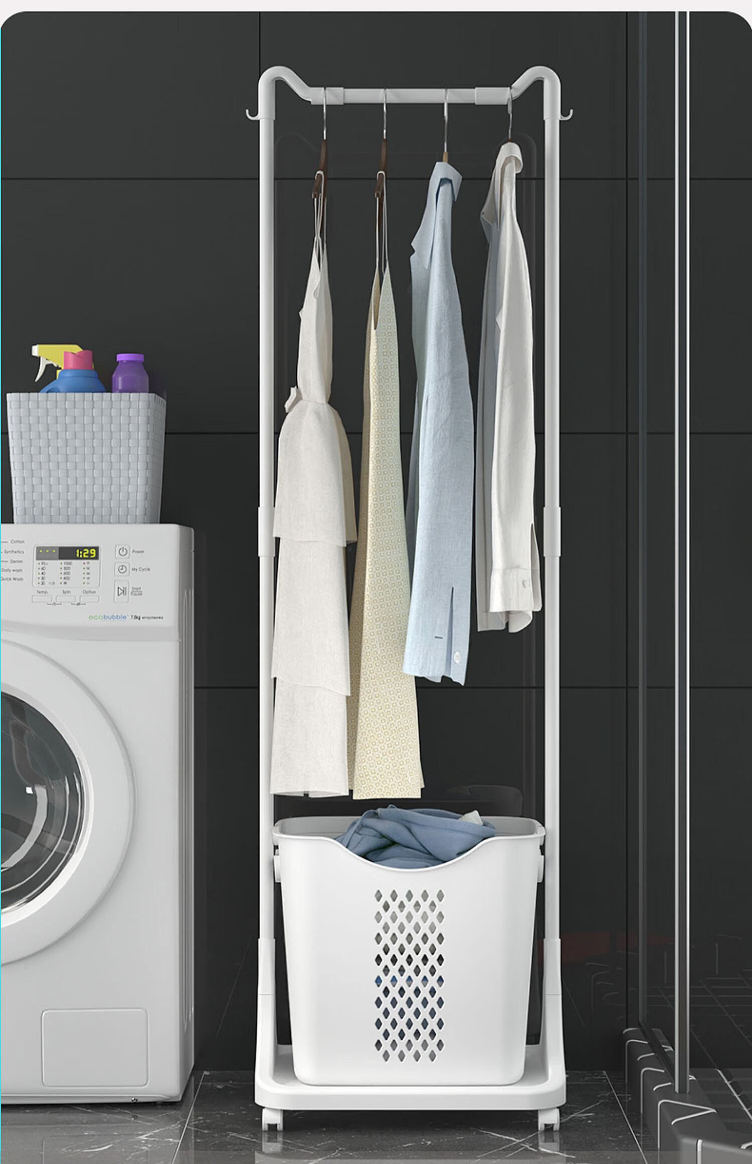 洗澡间放衣架厕所置衣架脏衣篮家用脏衣服收纳筐浴室放衣服的收纳筐脏