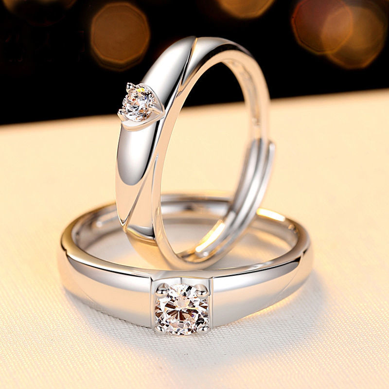 情侣戒指莫桑石925钻戒女12克拉订婚结婚戒指男情侣对戒天使之吻对戒