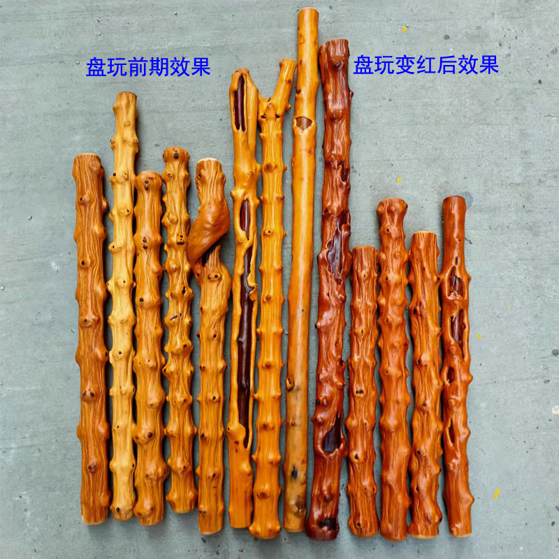 云南对节木短棍手工原木棍个性手把件精品文玩摆件疙瘩棍按摩把玩黑色