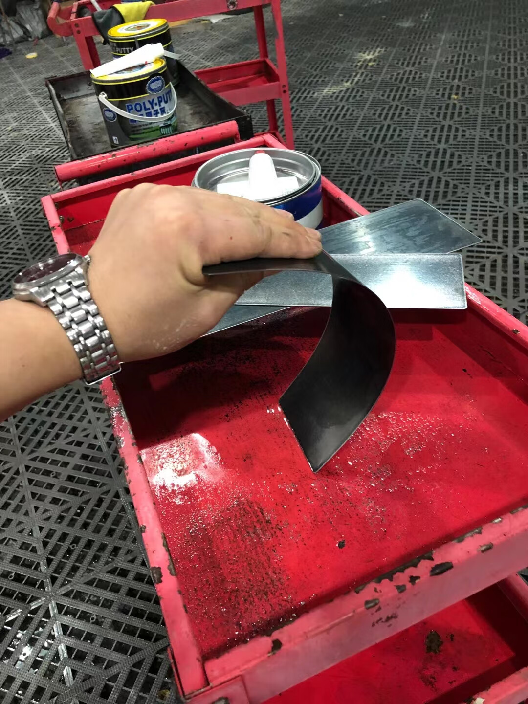 汽车油漆刮腻子大刮刀片油漆工锰钢三刀片原子灰刮板喷漆工大刮板大