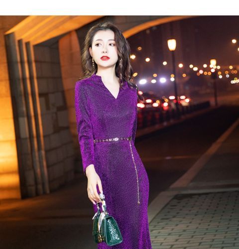 悉良鱼尾裙长款晚礼服紫色高端晚礼服女2022新款宴会气质名媛高贵高档