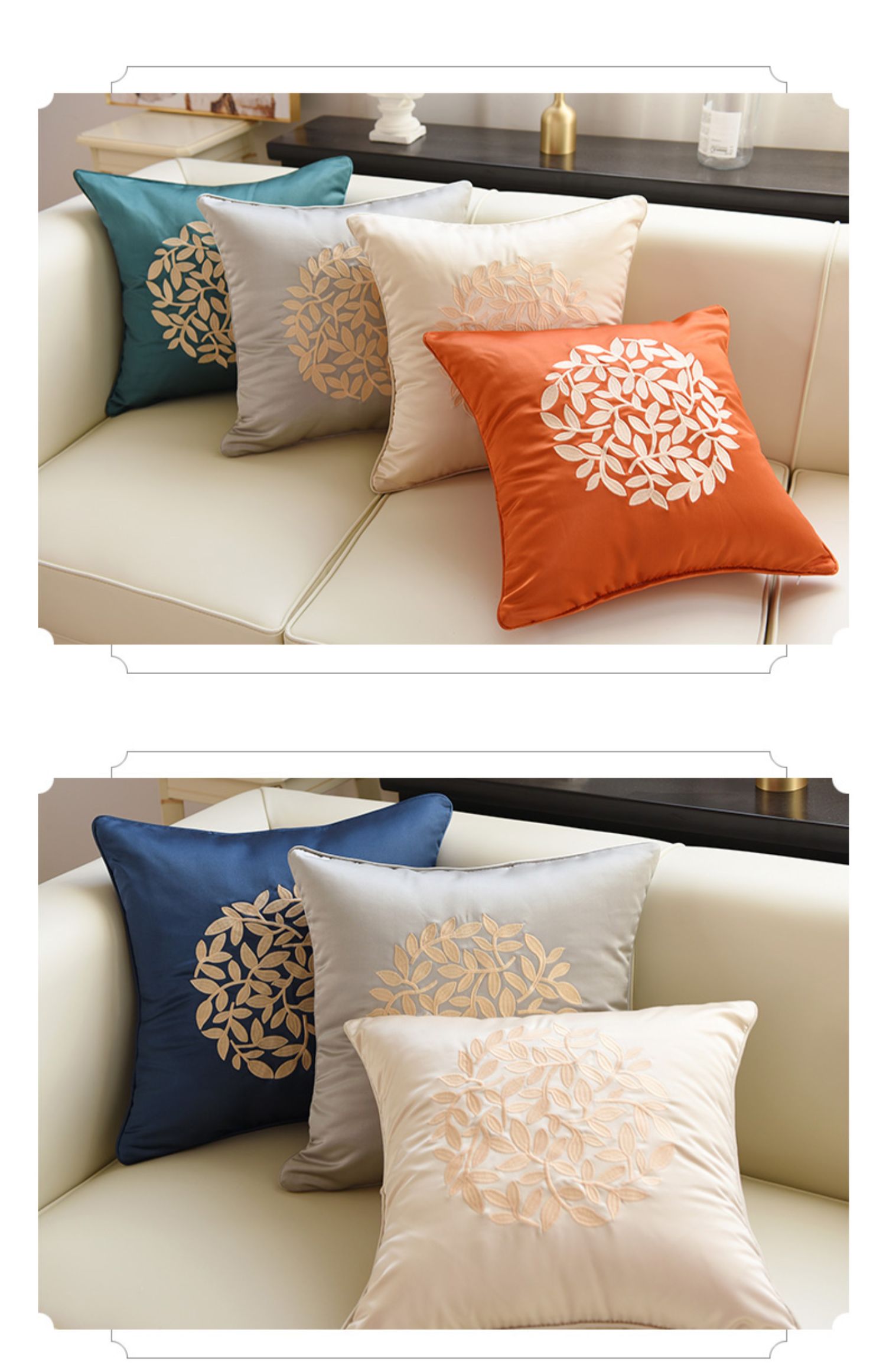 新中式抱枕轻奢简约现代靠垫套沙发靠枕不含芯客厅大靠背方形床头靛蓝