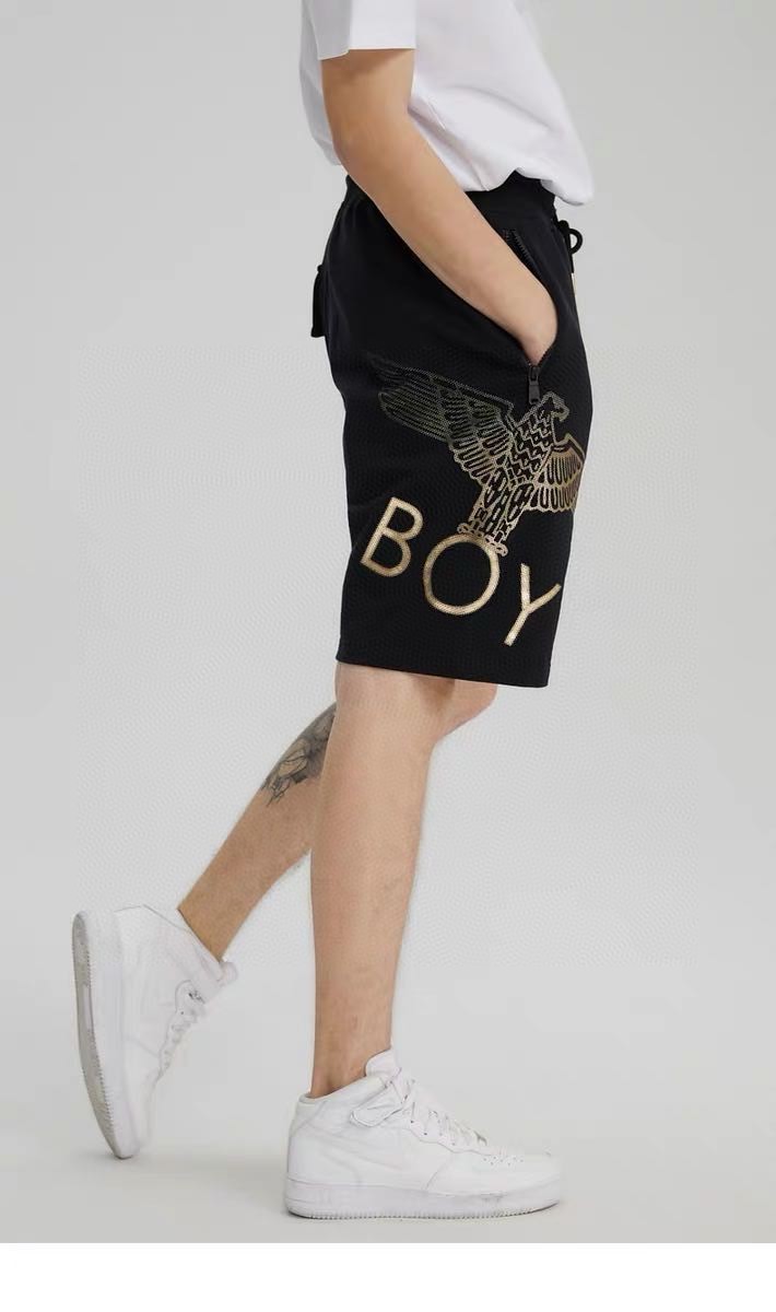 男孩潮牌boy五分裤男2021夏季情侣款渐变金色老鹰情侣款休闲短裤boy