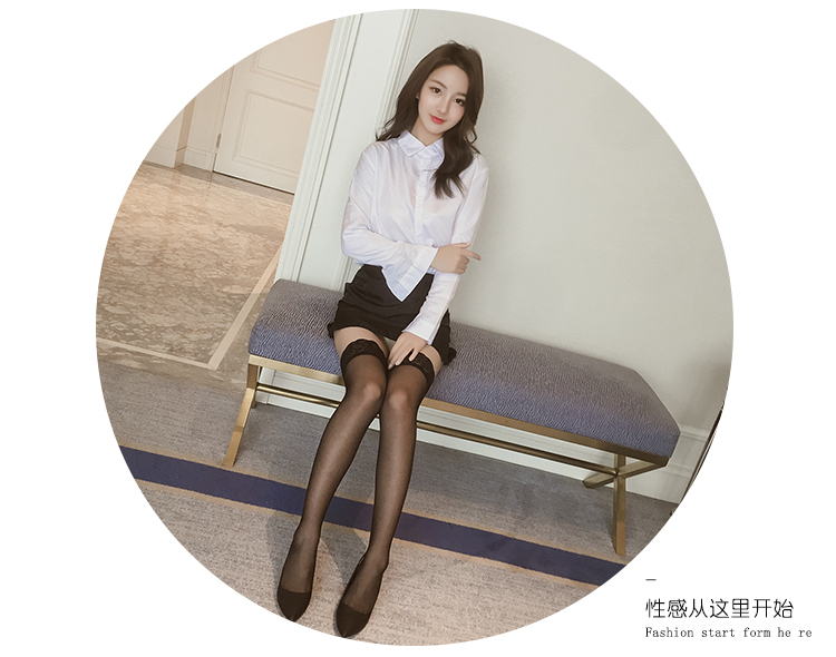 情趣衣服性感ol书制服夫妻诱惑丝袜套装 白褂黑裙 黑色丝袜 s【图片