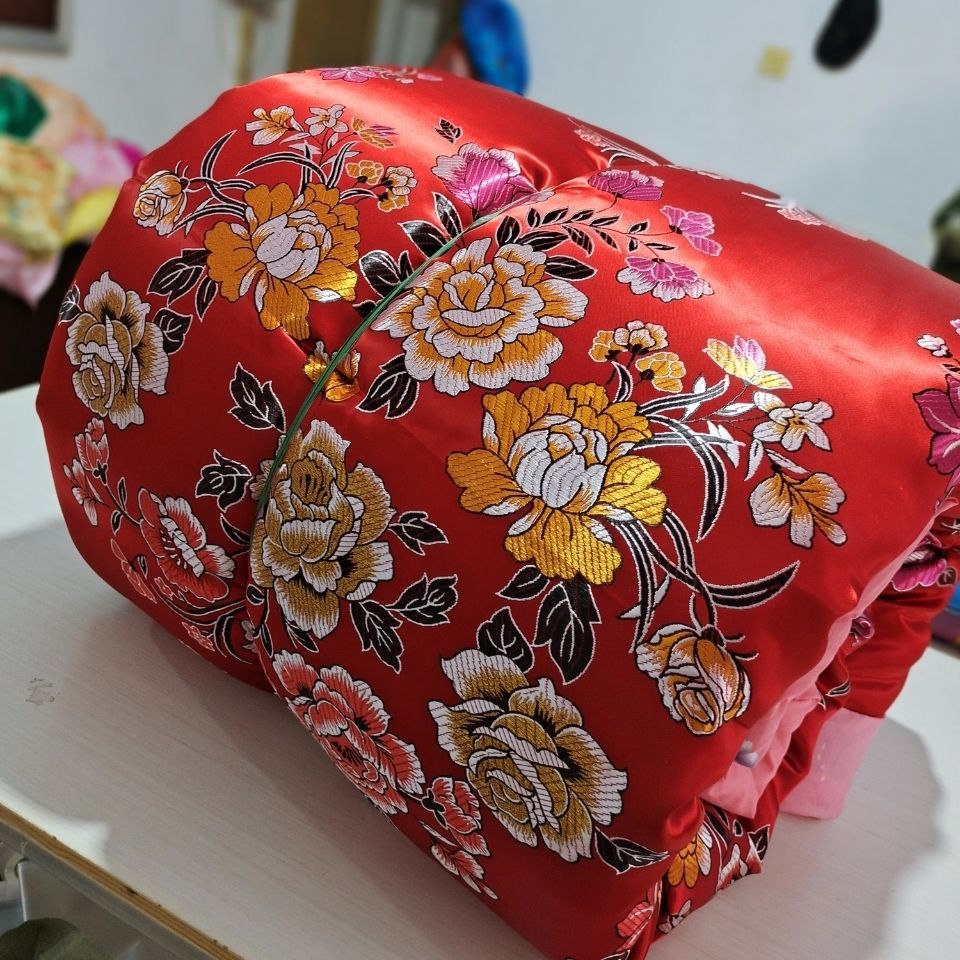 恒源祥新疆棉花杭州缎子丝绸棉被传统宫廷风加厚保暖冬季被芯被子 8斤