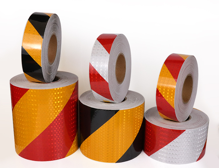 510cm宽黑黄斜纹反光贴条警示柱夜间防撞胶带警示标识贴纸订制10cm宽