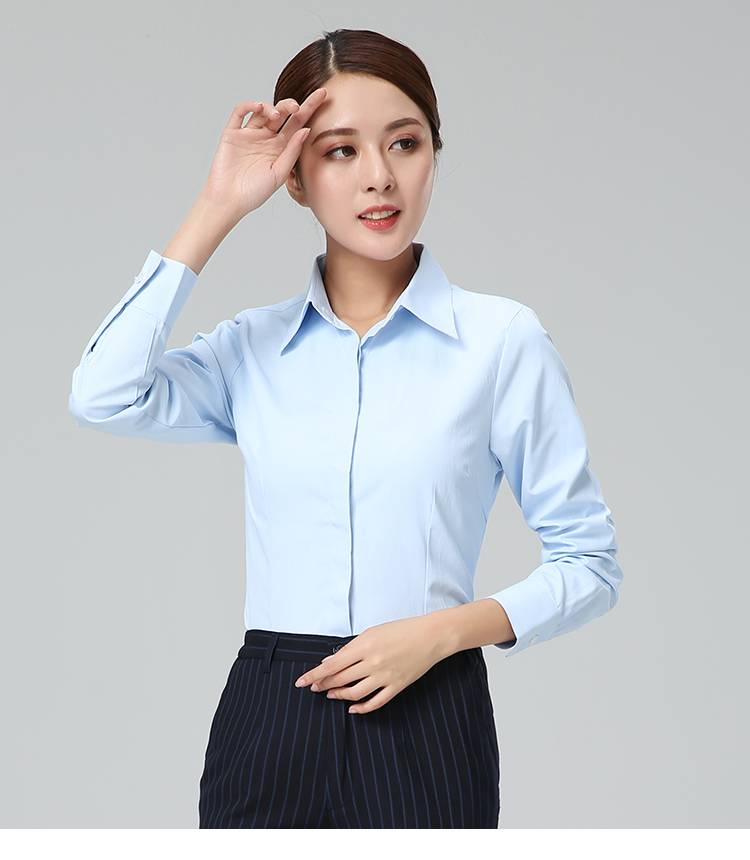中国建设银行工作服建行工作服男衬衫白女长袖职业行服上班衬衣蓝色