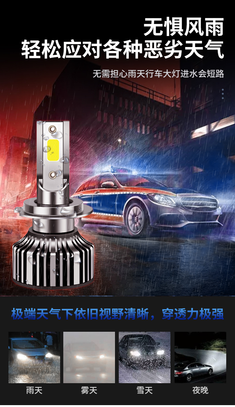 重汽豪沃t7h统帅a7悍将t5gtx567t6g改装24v大货车led远近光大灯泡超亮