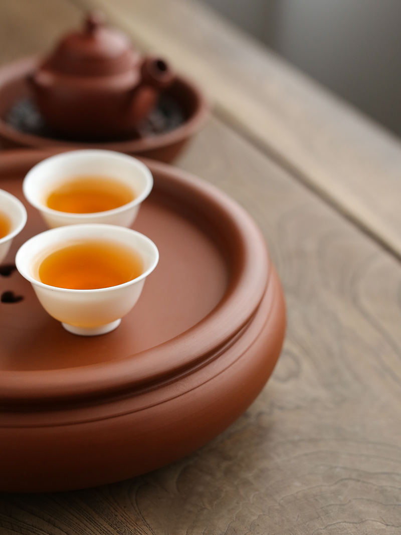 茶船玩物集 潮州手拉红泥茶盘 手工茶船茶海 潮汕工夫茶泡单丛手拉壶