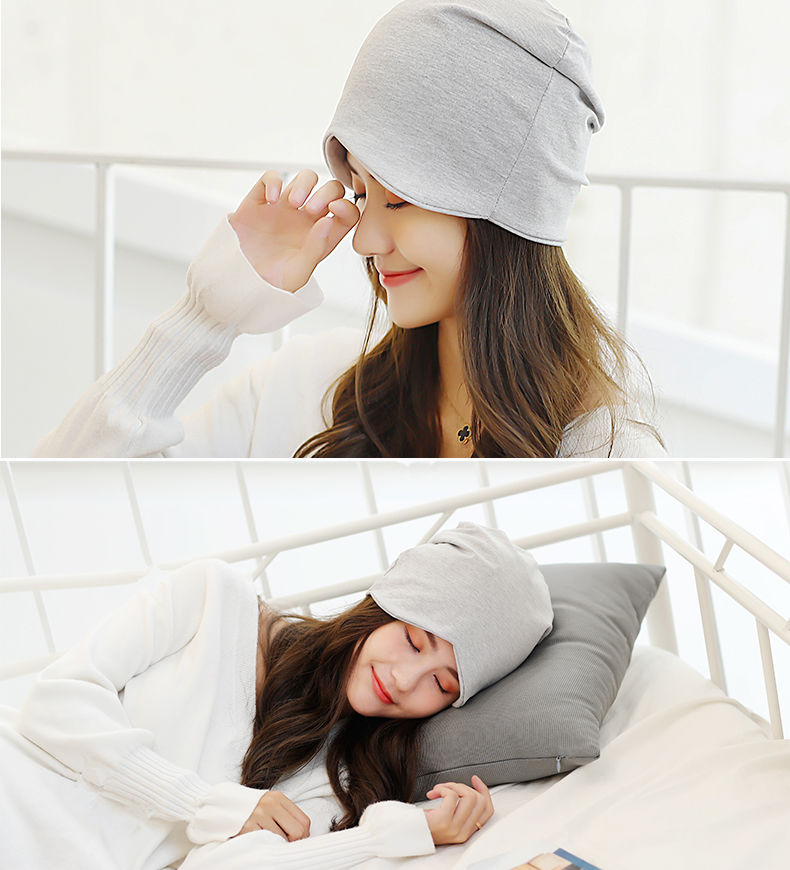 睡帽男遮眼睡帽男女遮光睡眠包头帽子韩版套头帽空调薄款帽夏粉红色
