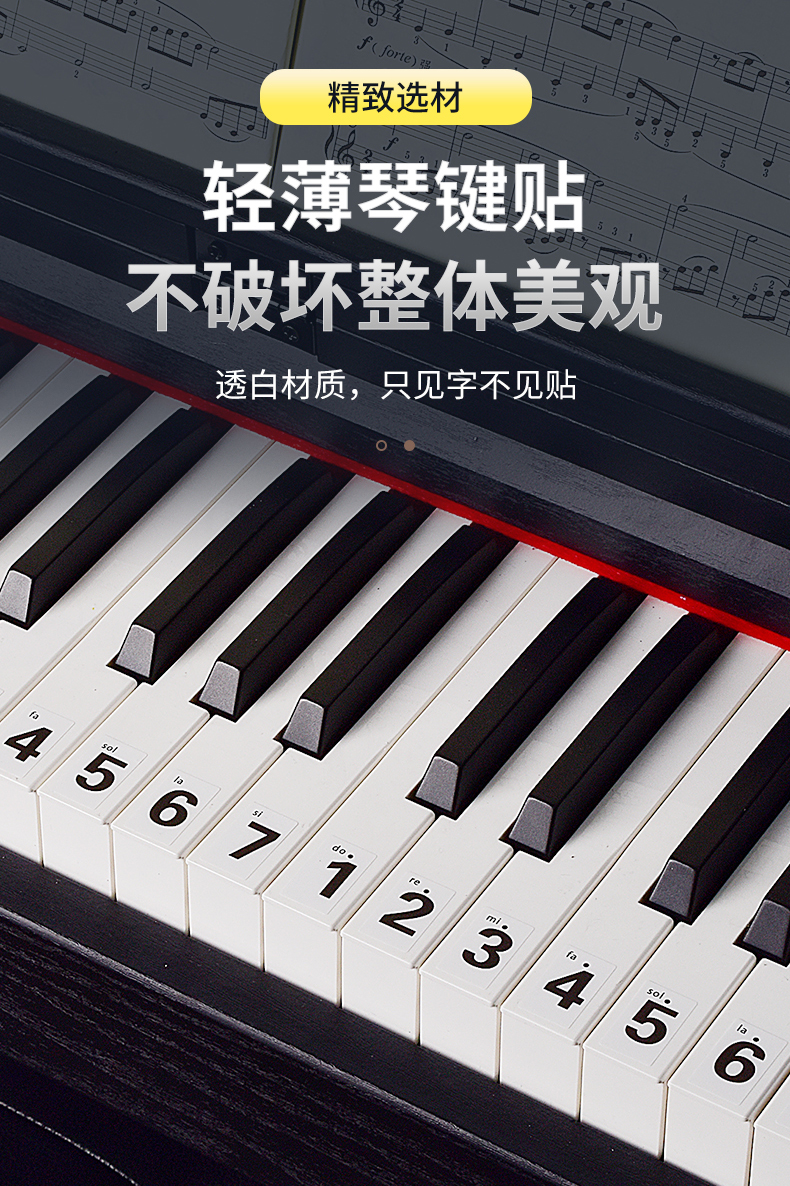 通用雅马哈钢琴贴纸简谱钢琴键盘贴纸 88键61键54键 儿童成人电子琴