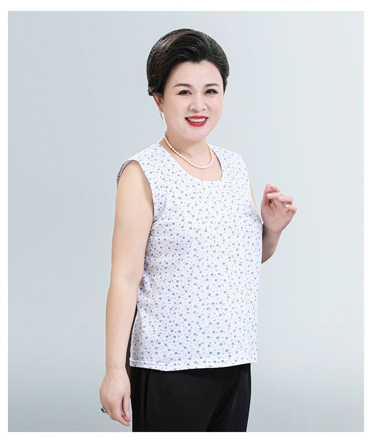 老年人背心女妈妈背心女式打底内衣老人夏季棉汗衫超值2件纯色背心