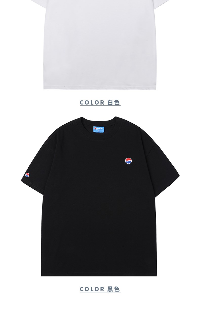 百事好男装pepsi夏季新款刺绣潮牌宽松圆领男女短袖t恤抖音同款橦华 