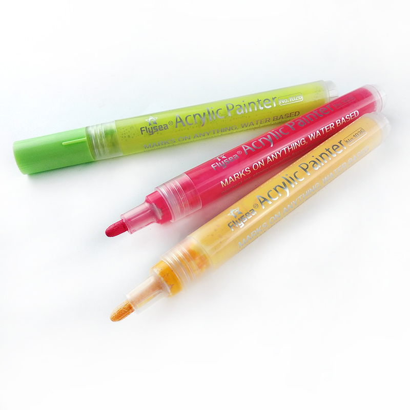 丙烯马克笔flysea套装丙烯马克笔油漆笔彩色相册笔涂鸦手绘圆头笔防水