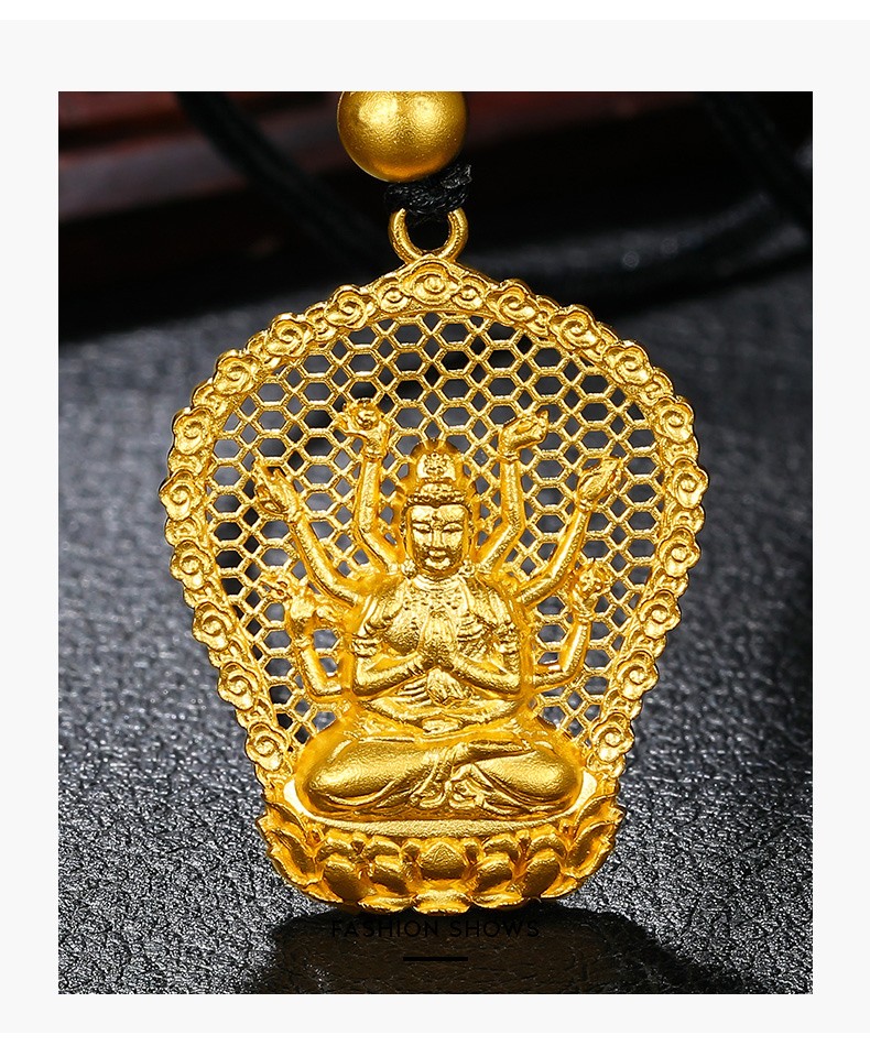 贡大福 足金999古法黄金吊坠千手观音款 千手观音 6.15克