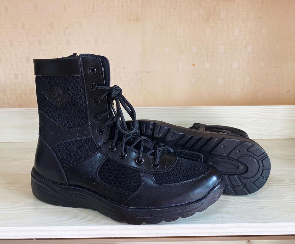 战靴 夏季透气超轻06伞兵靴作战训靴男高帮真皮训练靴战术靴飞行靴 06