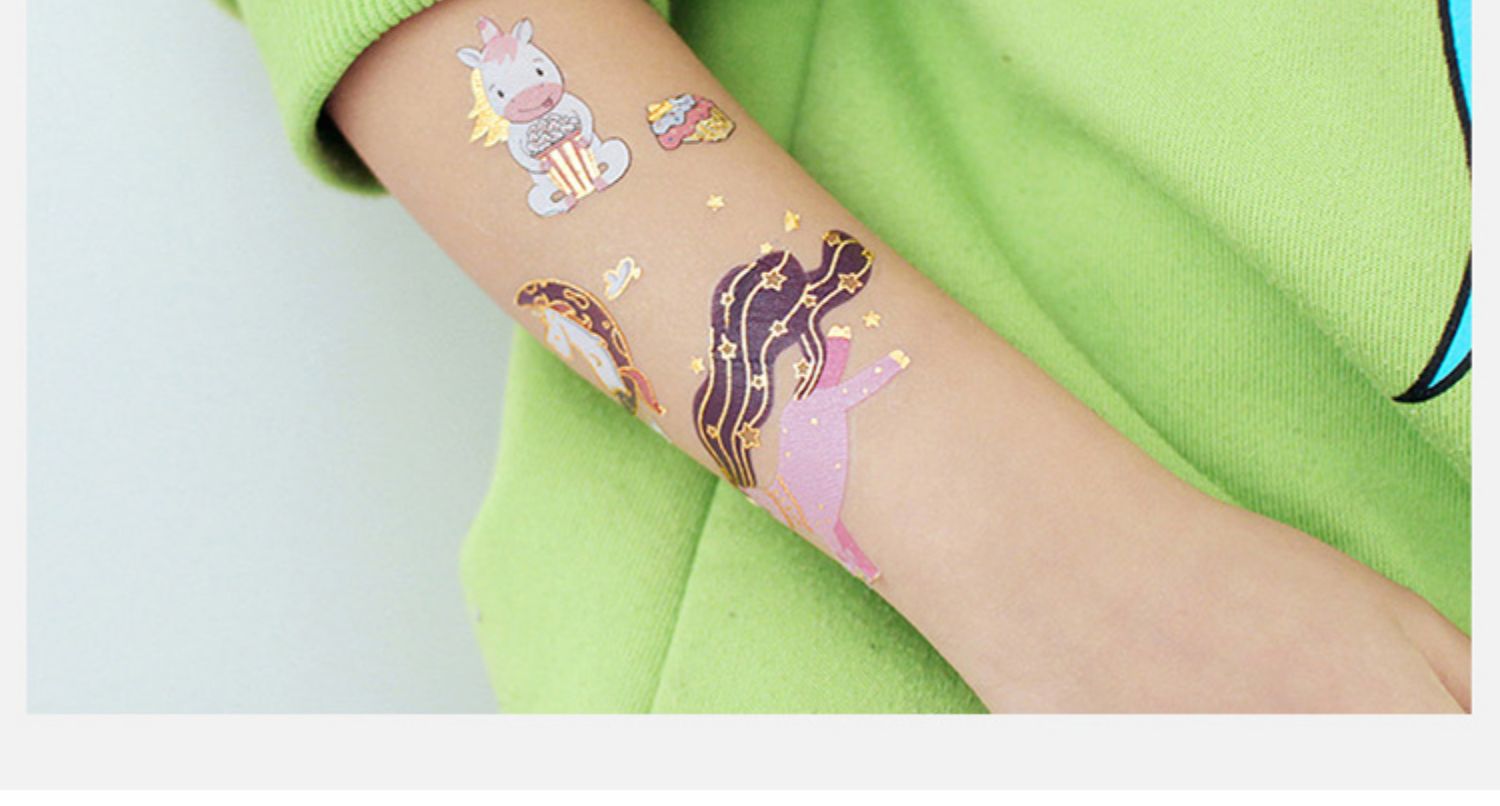 艺可恩儿童纹身贴美人鱼公主蝴蝶贴画安全防水贴纸女孩男孩益智玩具