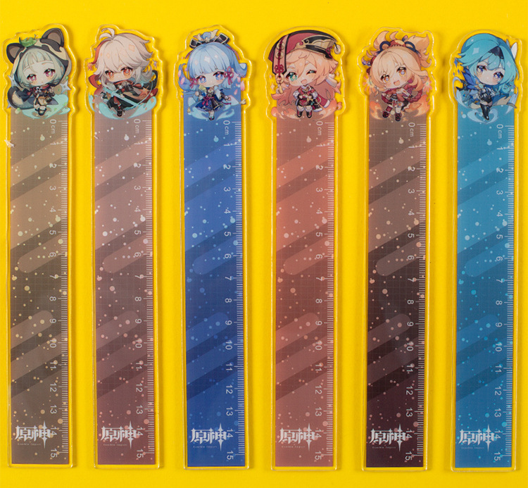 动漫原神周边夹层尺子套装枫原万叶宵宫烟绯优菈早柚男女学生文具13qy