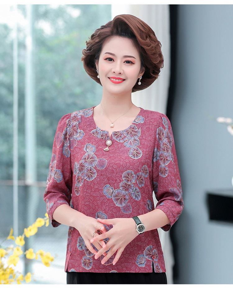 捡漏价高档夏装女中老年女装夏季新款七分袖妈妈装5060岁中袖上衣大i