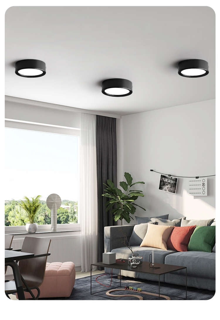 明装筒灯圆形免开孔客厅卧室玄关led天花灯走廊过道家用吸顶射灯升级