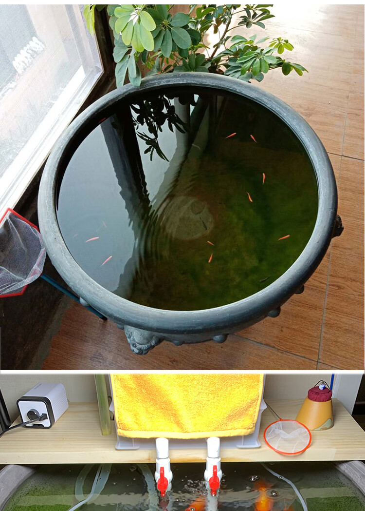 可开票传统金鱼缸古法养鱼泥瓦盆中式室内客厅摆件阳台养鱼盆窑黑陶