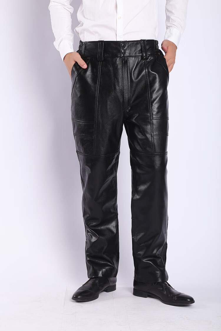 休闲真皮皮裤男款男士中老年保暖秋冬头层羊皮裤子摩托车车男户外定制