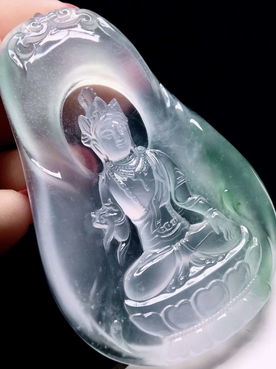 高端品质高冰种翡翠吊坠绿渡母龙牌观音笑佛黄加绿山水牌男女款货带