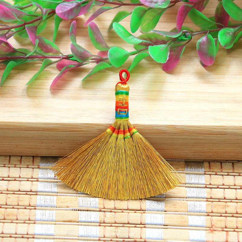 端午节小扫把端午节手工编织金色芒草吉字扫帚宝宝随身儿童床头小扫把