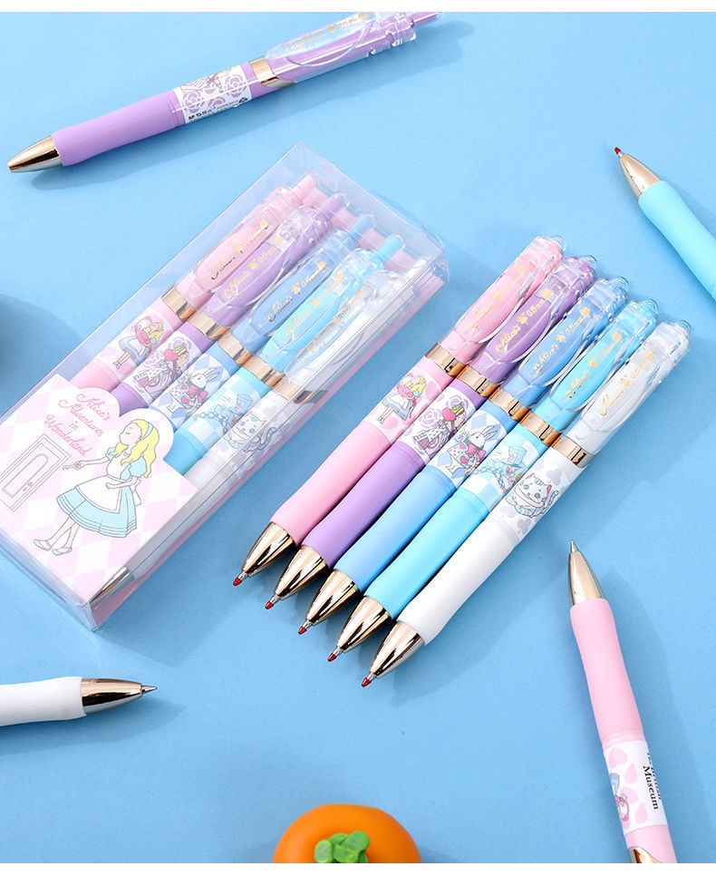 爱丽丝梦游仙境联名款可爱超萌05黑色按动中性笔学生用黑笔1支笔20支