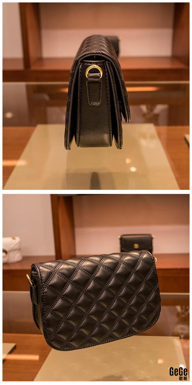 歌哥gege品牌真皮包包女包潮ck女包新款奢侈品女士包包时尚菱格链条包