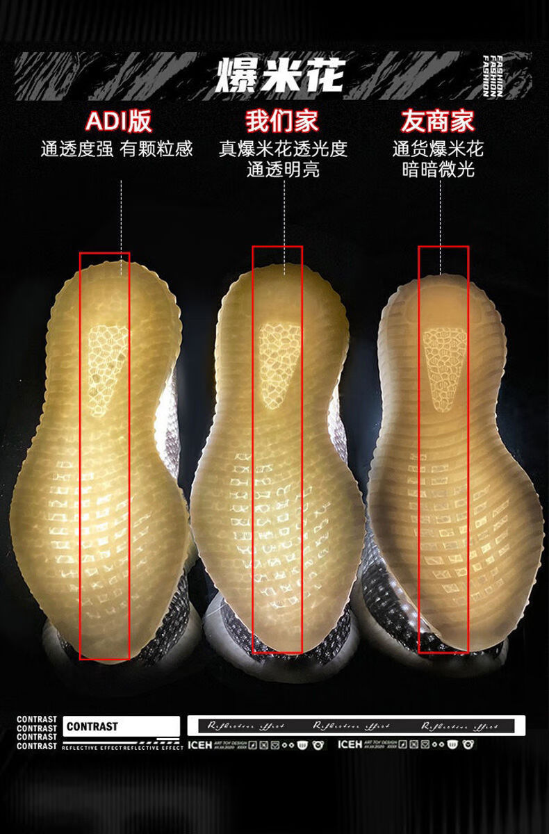 椰子鞋350高版本真爆满天星白冰淇淋男女休闲运动鞋子 冰蓝可燃冰 36