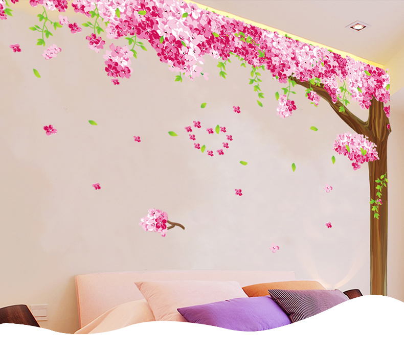卧室温馨樱花树墙贴画贴纸客厅电视背景墙壁纸装饰品室内墙纸自粘漂亮