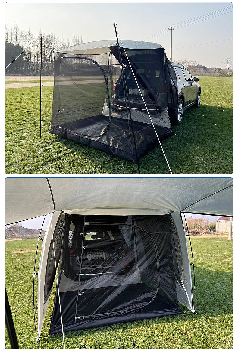 户外车尾帐篷 自驾旅游露营烧烤汽车尾延伸帐篷布房多人防雨遮阳后备