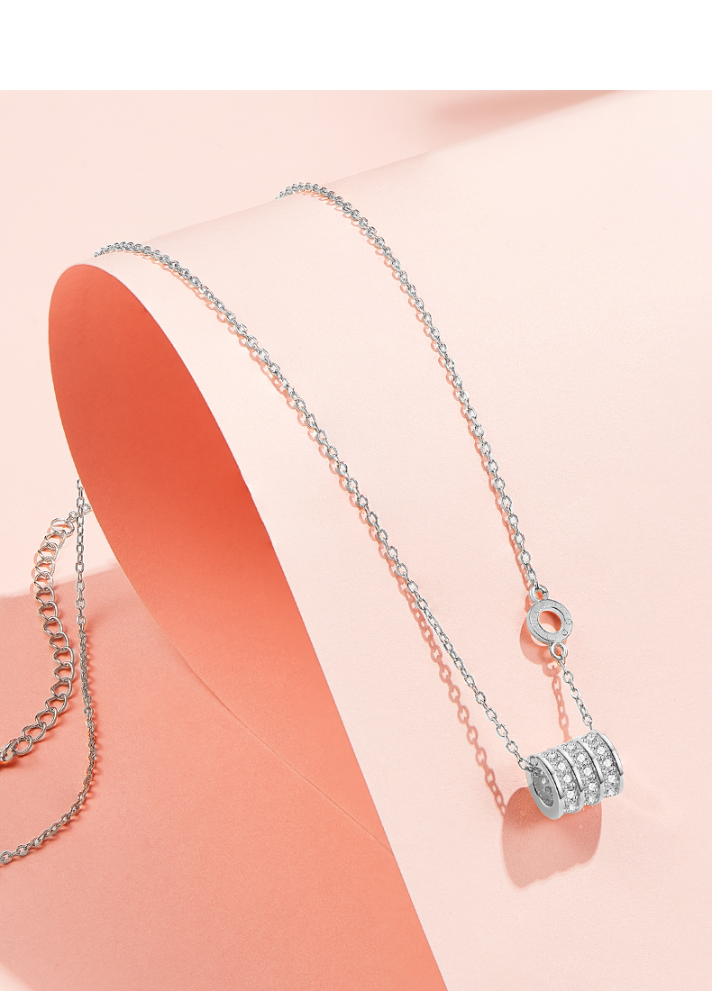 项链女电镀玫瑰金色白金色镶锆钻石锁骨链网红轻奢女士彩金色吊坠情人