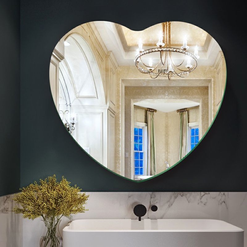 通用卫生间壁挂镜子心形浴室镜厕所洗手间贴墙卫浴梳妆化妆镜子 正圆