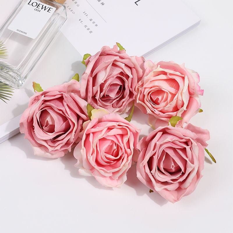 精选绿植网红法式风仿真花玫瑰花头批发假花diy闺蜜拍照卧室摆设花头