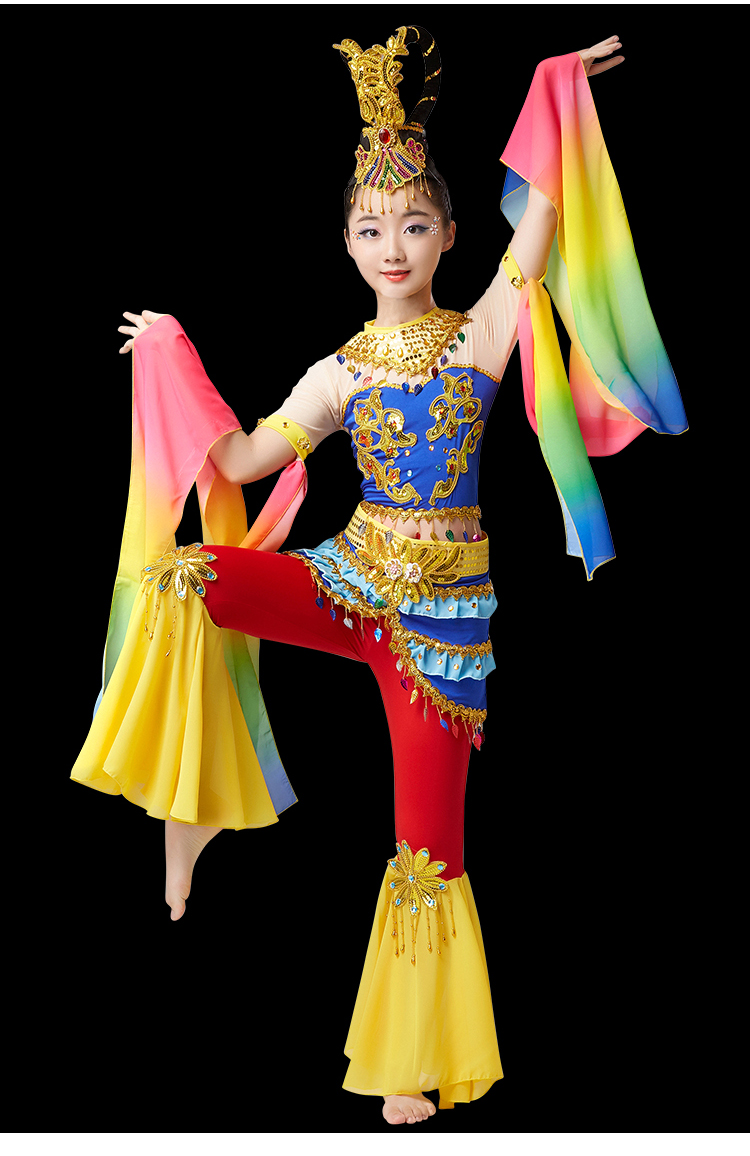 卡梦裳 儿童敦煌飞天舞蹈服装水袖嫦娥奔月演出服儿童古典舞反弹琵琶