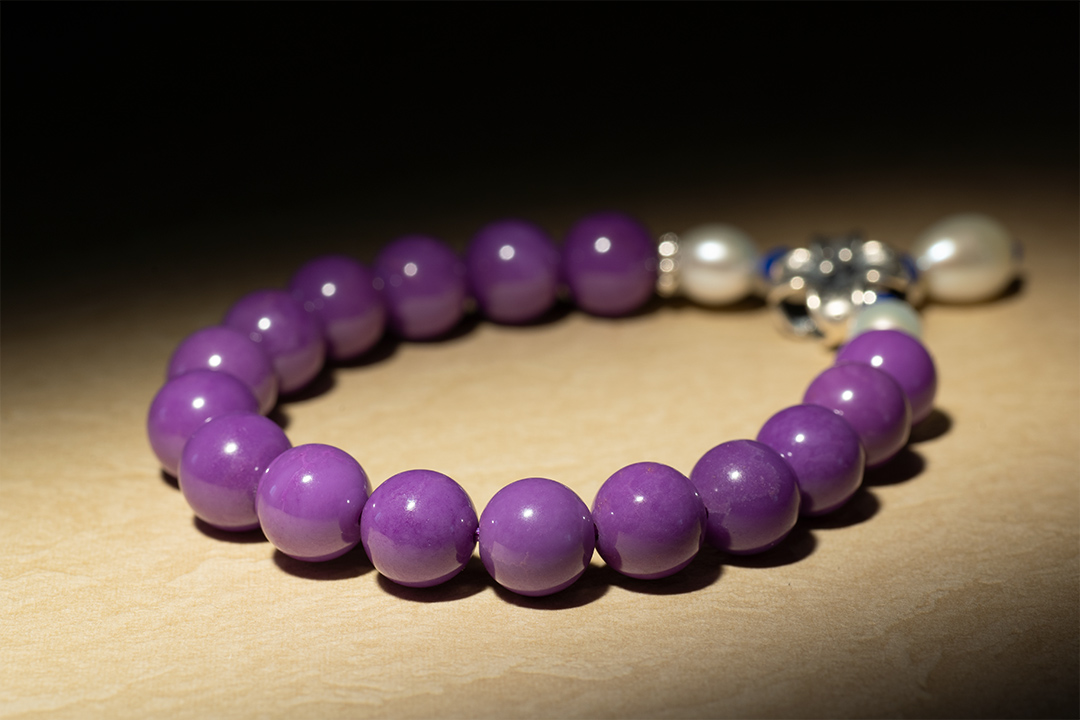 【烟岚落】紫云母手链 女小众设计天然水晶手串 珍珠手串 手围13cm