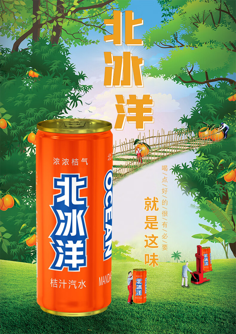 【品质保证】北冰洋 汽水桔汁330ml*12听 老北京汽水果汁碳酸饮料