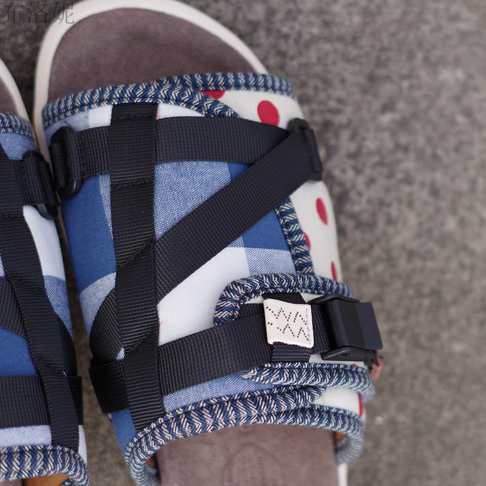 clot陈冠希鞋子visvim新款潮牌网红波点真1皮防臭陈冠希牛皮拖鞋