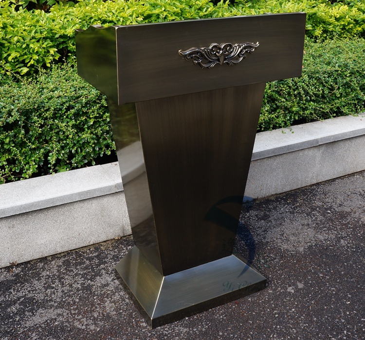 保安户外接待台迎宾台物业餐厅不锈钢演讲台酒店发言台咨询咨客台方正