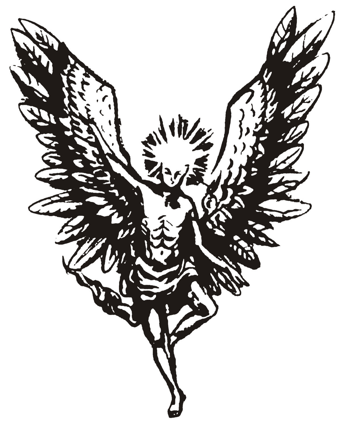 纹身贴草本权志龙同款守护天使草本纹身贴防水男女暗黑仿真纹身贴纸 6